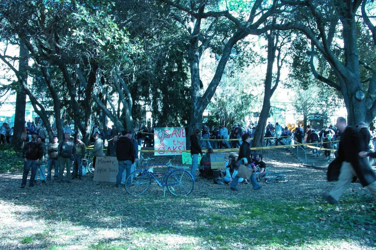 Protestors against new performance center start sit-in.
